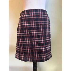 LOFT O y2k Petite Plaid A Line Mini‎ Skirt 2P Red Black preppy academia whimsi